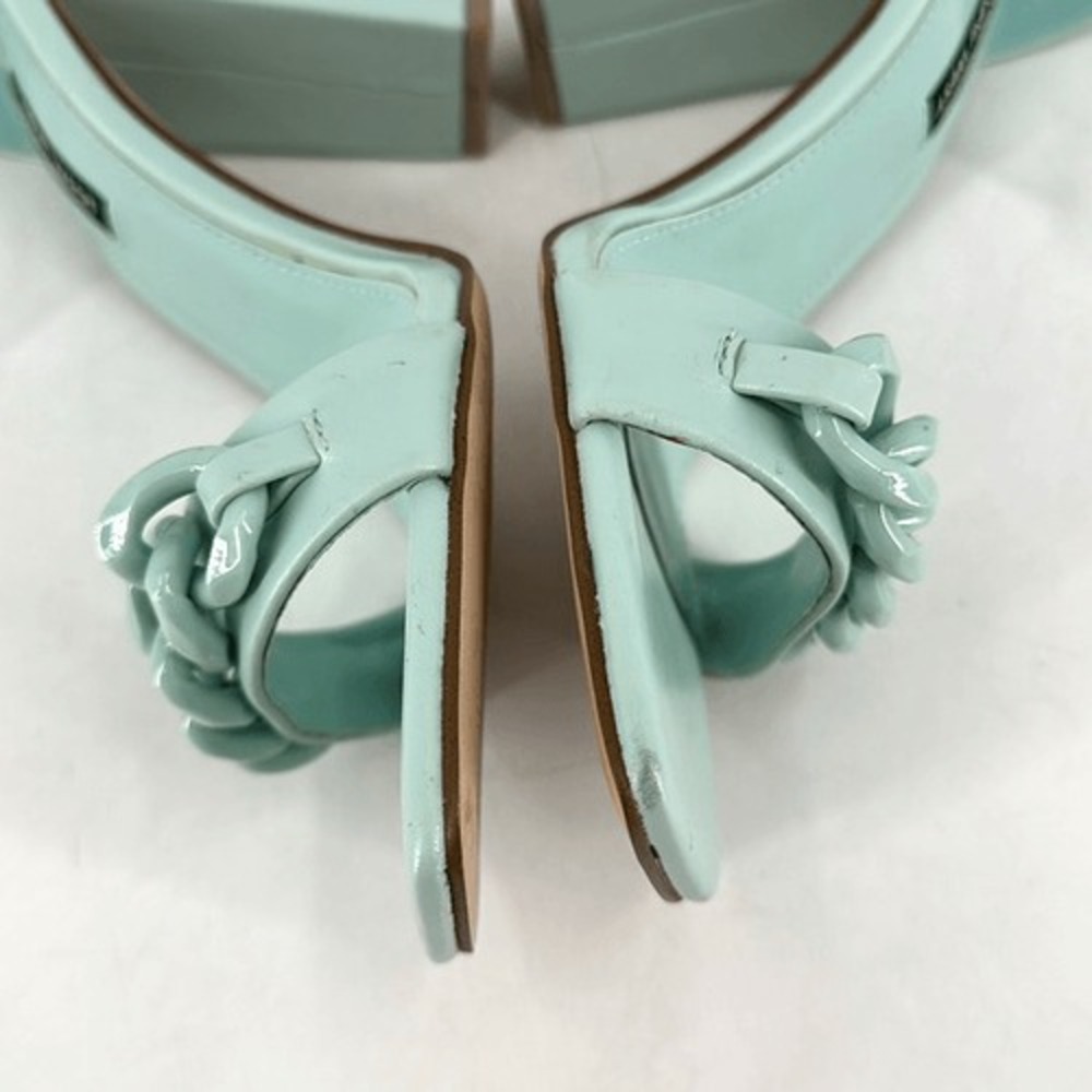NWOT Nine West Womens Mindful Chain Square‎ Toe Heeled Sandals Mint Green Size 8 - Picture 3 of 12